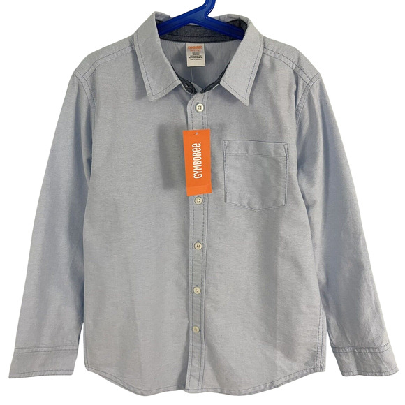 NWT Gymboree Boys M 7-8 Long Sleeve Button Down Oxford Shirt Light Bue - Picture 1 of 10
